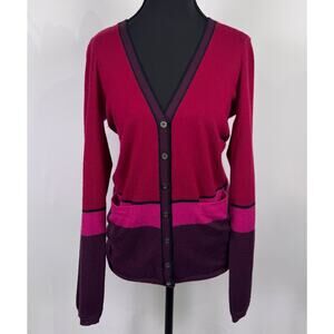 Martin + Osa 100% Cashmere Sweater Warm­tone Striped Cardigan Size M